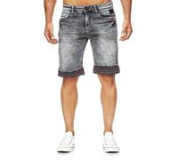 Shorts RUSTY NEAL "Karsley", Herren, Gr. XL, EURO-Größen, grau, 98% Baumwolle, 2% Elasthan, unifarben, Hosen Shorts, mit kariertem Umschlag (95505954-XL) grau