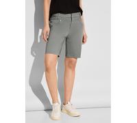 Shorts STREET ONE, Damen, Gr. 32, Kurz, grün (light mud grün), Web, 97% Baumwolle, 3% Elasthan, unifarben, gerade kurz, Hosen, mit Stretchanteil (21667129-32) light mud grün