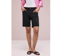 Shorts STREET ONE, Damen, Gr. 32, schwarz, Web, 97% Baumwolle, 3% Elasthan, unifarben, comfort fit kurz, Hosen Shorts, in Bermuda-Länge (15959131-32) schwarz