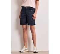 Shorts STREET ONE, Damen, Gr. 32, shadowed navy, Web, 98% Baumwolle, 2% Elasthan, unifarben, comfort fit kurz, Hosen Shorts, mit Elastikbund (58117812-32) shadowed navy