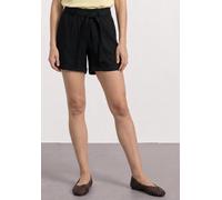 Shorts STREET ONE, Damen, Gr. 34, schwarz, Stoff, 100% Viskose, unifarben, loose fit kurz, Hosen Shorts, mit Gürtel (82741205-34) schwarz