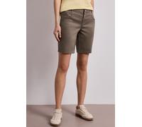 Shorts STREET ONE, Damen, Gr. 36, cold brew braun, Web, 97% Baumwolle, 3% Elasthan, unifarben, comfort fit kurz, Hosen Shorts, in Bermuda-Länge (31716621-36) cold brew braun