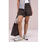 Shorts STREET ONE, Damen, Gr. 40, deep earth, Web, 97% Baumwolle, 3% Elasthan, unifarben, comfort fit kurz, Hosen Shorts, Middle Waist (40030804-40) deep earth