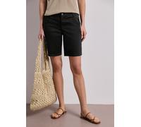 Shorts STREET ONE, Damen, Gr. 40, schwarz, Web, 97% Baumwolle, 3% Elasthan, unifarben, comfort fit kurz, Hosen Shorts, in Bermuda-Länge (40827265-40) schwarz
