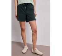 Shorts STREET ONE, Damen, Gr. 42, deep bound grün, Web, 66% Baumwolle, 30% Polyester, 4% Elasthan, unifarben, comfort fit kurz, Hosen Shorts, Elastikbund mit Tunnelzug (60448600-42) deep bound grün