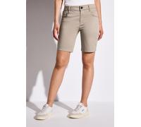 Shorts STREET ONE, Damen, Gr. 42, grau (buff grau), Web, 97% Baumwolle, 3% Elasthan, unifarben, gerade kurz, Hosen Shorts, 4-Pocket Style (76210754-42) buff grau