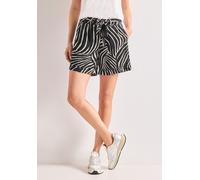 Shorts STREET ONE, Damen, Gr. 42, schwarz-weiß (schwarz), Stoff, 100% Viskose, gemustert, comfort fit kurz, Hosen Shorts, mit allover Print (85809414-42) schwarz