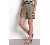 Shorts STREET ONE, Damen, Gr. 44, schwarz beige, Web, 55% Baumwolle, 37% Modal, 8% Polyester, unifarben, comfort fit kurz, Hosen Shorts, in Bermuda-Länge (81663509-44) schwarz beige