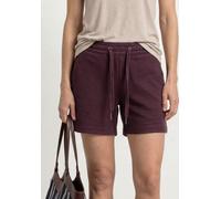 Shorts STREET ONE, Damen, Gr. 44, lila (rustic rouge), Stoff, 59% Polyester, 40% Viskose, 1% Elasthan, unifarben, loose fit ca. Mitte Oberschenkel, Hosen Shorts, mit leichten Crinkles (41438544-44) ru