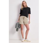 Shorts STREET ONE, Damen, Gr. 46, beige (cobble stone), Stoff, 59% Polyester, 40% Viskose, 1% Elasthan, unifarben, regular fit normal, Hosen Shorts, Middle Waist (56093961-46) cobble stone