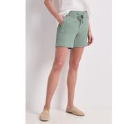 Shorts STREET ONE, Damen, Gr. 46, grün (schwarz mint grün), Stoff, 59% Polyester, 40% Viskose, 1% Elasthan, unifarben, regular fit normal, Hosen Shorts, Middle Waist (17275220-46) schwarz mint grün