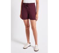 Shorts STREET ONE, Damen, Gr. 46, rot (schwarz cherry rot), Stoff, 100% Viskose, unifarben, loose fit normal, Hosen Shorts, High Waist (68491110-46) schwarz cherry rot