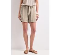Shorts STREET ONE, Damen, Gr. 46, sepia sand, Stoff, 100% Viskose, unifarben, loose fit kurz, Hosen Shorts, mit Gürtel (23361755-46) sepia sand