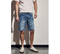 Shorts STREET ONE MEN, Herren, Gr. 31, blau (indigo blau wash), Web, 63% Baumwolle, 25% Polyester, 10% Viskose, 2% Elasthan, unifarben, casual, gerade kurz, Hosen, 5-Pocket-Style (33869607-31) indigo