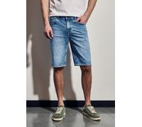 Shorts STREET ONE MEN, Herren, Gr. 40, blau (light blau wash), Web, 91% Baumwolle, 7% Polyester, 2% Elasthan, unifarben, casual, gerade kurz, Hosen, 5-Pocket-Style (54849905-40) light blau wash