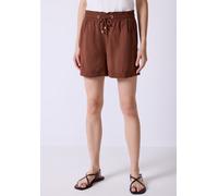 Shorts STREET ONE STUDIO, Damen, Gr. 38, braun (sienna braun), Stoff, 84% Viskose, 16% Polyamid, unifarben, loose fit kurz, Hosen Shorts, High Waist (85290201-38) sienna braun