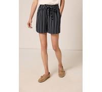 Shorts STREET ONE STUDIO, Damen, Gr. 38, schwarz, Stoff, 100% Viskose, gestreift, loose fit kurz, Hosen Shorts, High Waist (18659344-38) schwarz