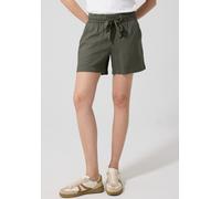 Shorts STREET ONE STUDIO, Damen, Gr. 40, ashen olive, Stoff, 100% Viskose, unifarben, loose fit kurz, Hosen Shorts, Elastikbund mit Tunnelzug (27949816-40) ashen olive