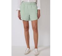 Shorts STREET ONE STUDIO, Damen, Gr. 40, grün (soft jade grün), Stoff, 100% Leinen, unifarben, loose fit kurz, Hosen Shorts, mit seitlichen Einschubtaschen (36159911-40) soft jade grün