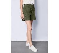 Shorts STREET ONE STUDIO, Damen, Gr. 42, grün (peridot grün), Stoff, 71% Viskose, 25% Polyester, 4% Elasthan, unifarben, loose fit kurz, Hosen Shorts, High Waist (20217406-42) peridot grün