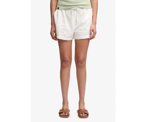 Shorts SUPERDRY "COTTON BRODERIE BEACH SHORTS", Damen, Gr. M, N-Gr, weiß, Web, Obermaterial: 100% Seide, unifarben, regular fit normal, Hosen Shorts, mit hübscher Lochstickerei (20572051-M) weiß