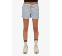 Shorts SUPERDRY "COTTON STRIPE ELASTIC SHORT", Damen, Gr. L, N-Gr, blau (azure blau stripe oxford), Web, Obermaterial: 100% Baumwolle, gestreift, regular fit ca. Mitte Oberschenkel, Hosen Shorts (6372