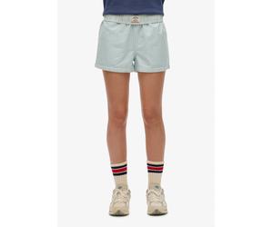 Shorts SUPERDRY "COTTON STRIPE ELASTIC SHORT", Damen, Gr. L, N-Gr, grün (peppermint chalk stripe), Web, Obermaterial: 100% Baumwolle, gestreift, regular fit ca. Mitte Oberschenkel, Hosen Shorts, aus B