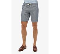 Shorts SUPERDRY "MERCHANT LINEN SHORT", Damen, Gr. S, N-Gr, blau (navy stripe), Web, Obermaterial: 52% Leinen, 48% Baumwolle, gestreift, straight fit knielang, Hosen Shorts (83320262-S)