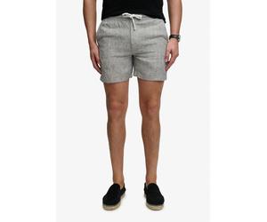 Shorts SUPERDRY "MERCHANT LINEN SHORT", Herren, Gr. M, N-Gr, grau (indigo ticking stripe), Web, Obermaterial: 100% Leinen, gestreift, relaxed fit ca. Mitte Oberschenkel, Hosen Shorts (53322613-M) indi