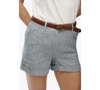 Shorts SUPERDRY "MID RISE LINEN SHORT", Damen, Gr. 24, N-Gr, indigo stripe, Web, Obermaterial: 100% Leinen, gestreift, regular fit ca. Mitte Oberschenkel, Hosen Shorts, aus 100% Leinen (46693952-24)