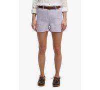 Shorts SUPERDRY "MID RISE LINEN SHORT", Damen, Gr. 28, N-Gr, lila chambray, Web, Obermaterial: 100% Leinen, gestreift, regular fit ca. Mitte Oberschenkel, Hosen Shorts, aus 100% Leinen (32316830-28) l