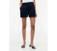 Shorts TOMMY HILFIGER "COTTON CHINO FLARE SHORTS", Damen, Gr. 46, N-Gr, schwarz night navy, Web, Obermaterial: 100% Baumwolle. Futter: 100% Baumwolle, unifarben, regular fit kurz, Hosen Shorts, Baumwo