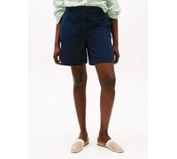 Shorts TOMMY HILFIGER CURVE "CRV CO BLEND GMD CHINO SHORT", Damen, Gr. 46, N-Gr, blau (schwarz night navy), Web, Obermaterial: 65% Baumwolle, 33% Lyocell, 2% Elasthan, unifarben, relaxed fit knielang,