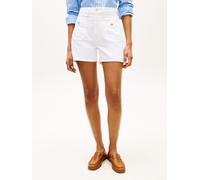 Shorts TOMMY HILFIGER "DNM CLR MINI SHORT HW", Damen, Gr. 27, N-Gr, th optic weiß, Web, Obermaterial: 100% Baumwolle, unifarben, regular fit kurz, Hosen Shorts (61585025-27)