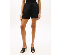 Shorts TOMMY HILFIGER "ESS LINEN PULL ON SHORT", Damen, Gr. S (36/38), N-Gr, schwarz, Web, Obermaterial: 100% Leinen, unifarben, bequem kurz, Hosen Shorts, mit Tunnelzug am Bund (30586713-S) schwarz