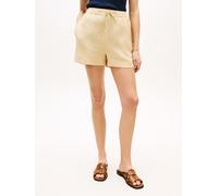 Shorts TOMMY HILFIGER "ESS LINEN PULL ON SHORT", Damen, Gr. XS (34), N-Gr, harvest wheat, Web, Obermaterial: 100% Leinen, unifarben, bequem kurz, Hosen Shorts, mit Tunnelzug am Bund (93893259-XS) harv