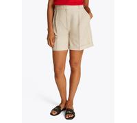 Shorts TOMMY HILFIGER "LINEN MIX PLEATED SHORT", Damen, Gr. 36, N-Gr, beige (classic beige), Web, Obermaterial: 47% Polyester, 32% Leinen, 20% Viskose, 1% Elasthan, unifarben, straight fit kurz, Hosen