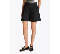 Shorts TOMMY HILFIGER "LINEN MIX PLEATED SHORT", Damen, Gr. 36, N-Gr, schwarz, Web, Obermaterial: 47% Polyester, 32% Leinen, 20% Viskose, 1% Elasthan, unifarben, straight fit kurz, Hosen, mit Falten,k
