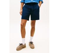 Shorts TOMMY JEANS "LINEN BLEND PULL-ON", Herren, Gr. L, N-Gr, blau (schwarz night navy), Web, Obermaterial: 86% Baumwolle, 14% Leinen, unifarben, regular fit kurz, Hosen Shorts, Regular fit mit prakt