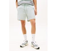 Shorts TOMMY JEANS "TJM LINEN BLEND STRIPE", Herren, Gr. M, N-Gr, bahama grün stripes, Web, Obermaterial: 55% Leinen, 45% Baumwolle, unifarben, regular fit kurz, Hosen Shorts, Regular fit mit elastisc