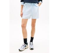 Shorts TOMMY JEANS "TJW ESSENTIAL LINEN SHORTS", Damen, Gr. XS (34), N-Gr, blau (light powdery blau, stripe), Web, Obermaterial: 55% Leinen, 27% Baumwolle, 18% Viskose, gestreift, regular fit kurz, Ho