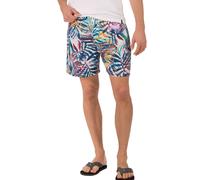 Shorts TRIGEMA "TRIGEMA Bade-/Freizeitshorts mit Druckmotiv", Herren, Gr. L, Normalgrößen, weiß, Web, 50% Baumwolle, 50% Polyamid, Hosen Shorts (19982757-L) weiß