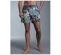 Shorts TRIGEMA "TRIGEMA Bade-/Freizeitshorts mit Druckmotiv", Herren, Gr. XXL, US-Größen, grau (anthrazit), 50% Baumwolle, 50% Polyamid, Hosen Shorts (62767237-XXL) anthrazit