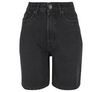 Shorts URBAN CLASSICS "Urban Classics Damen Ladies 90‘s Bermuda", Damen, Gr. 33, Normalgrößen, schwarzwashed, 100% Baumwolle, unifarben, normal, Hosen Shorts (23567101-33) schwarzwashed