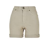 Shorts URBAN CLASSICS "Urban Classics Damen Ladies Colored Strech Denim Shorts", Damen, Gr. 27, Normalgrößen, softseagrass, 98% Baumwolle, 2% Elasthan, unifarben, normal, Hosen Shorts (56292055-27) so