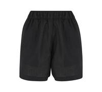 Shorts URBAN CLASSICS "Urban Classics Damen Ladies Linen Mixed Boxer Shorts", Damen, Gr. XS, US-Größen, schwarz, 55% Leinen, 45% Baumwolle, unifarben, relaxed fit, Hosen Shorts (49288368-XS) schwarz