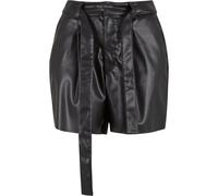 Shorts URBAN CLASSICS "Urban Classics Ladies Synthetic Leather Shorts", Damen, Gr. 27, Normalgrößen, schwarz, 100% Kunststoff, unifarben, skinny fit, Hosen Shorts (93017269-27) schwarz