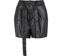 Shorts URBAN CLASSICS "Urban Classics Ladies Synthetic Leather Shorts", Damen, Gr. 29, Normalgrößen, schwarz, 100% Kunststoff, unifarben, skinny fit, Hosen Shorts (93017269-29) schwarz