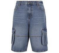 Shorts URBAN CLASSICS "Urban Classics Relaxed Denim Cargo Shorts", Herren, Gr. 30, Normalgrößen, mid tiefblau washed, 100% Baumwolle, unifarben, relaxed fit, Hosen Shorts (13069355-30) mid tiefblau wa