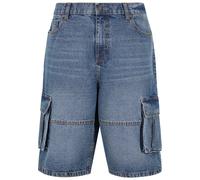 Shorts URBAN CLASSICS "Urban Classics Relaxed Denim Cargo Shorts", Herren, Gr. 34, Normalgrößen, mid tiefblau washed, 100% Baumwolle, unifarben, relaxed fit, Hosen (88407161-34) mid tiefblau washed